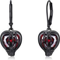 wholesale 925 Sterling Silver Heart-Shaped Red Stone Drop Earrings Gothic Style s for Women-Skull Hand Earrings