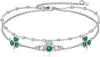 wholesale 925 Sterling Silver Shamrock Claddagh Heart Clover Adjustable Charm Bracelet Gift for Women Girls-Claddagh
