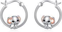wholesale 925 Sterling Silver Elephant Hoop Earrings - Adorable Tiny  for Her-Elephant hoop earrings