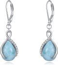wholesale 925 Sterling Silver Blue Larimar Teardrop Infinity Dangle Drop Earrings for Women Girls  4cm Long-0-0