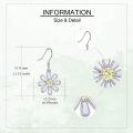 wholesale 925 Sterling Silver White Enamel Yellow Crystal Daisy Flower Hook Earrings-0-4