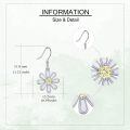 wholesale 925 Sterling Silver White Enamel Yellow Crystal Daisy Flower Hook Earrings-0-4