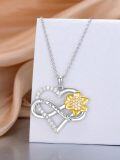 wholesale 925 Sterling Silver You Are My Sunshine Heart Pendant Necklace for Women-0-4