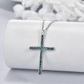 wholesale 925 Sterling Silver Turquoise Cross Necklace - Hypoallergenic, Handcrafted Unique Gift for Women-0-1