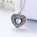 wholesale 925 Sterling Silver Heart Celtic Knot Blue Mother of Pearl Keepsake Pendant Necklace with Funnel and Fillers Set-0-2