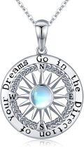 wholesale 925 Sterling Silver Moonstone Celtic Knot Compass Pendant Necklace-0-0