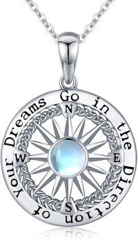 wholesale 925 Sterling Silver Moonstone Celtic Knot Compass Pendant Necklace-Style C-Go In