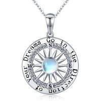 wholesale 925 Sterling Silver Moonstone Compass Necklace Go In Your Dreams-Style C-Go In