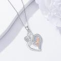 wholesale 925 Sterling Silver Double Heart Mom Pendant Necklace Cubic Zirconia Two Tone Rose Gold-0-1