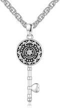 wholesale 925 Sterling Silver Key Design Pendant Necklace with Black Enamel and Crystal Accents - Gifts for Her Him-0-0