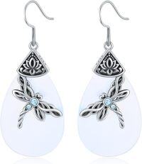 wholesale Sterling Silver Celtic Dragonfly Dangle Drop Earrings Celtic Jewelry Gifts for Women Her Wife Mom-Moonstone