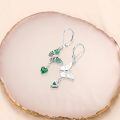 wholesale 925 Sterling Silver Green Butterfly Emerald Zircon Heart Drop Earrings For Women-0-2