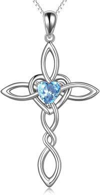 wholesale Sterling Silver Celtic Knot Cross Pendant Necklace Irish Infinity Love Heart Jewelry Gift-Silver March cross necklace
