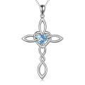 wholesale 925 Sterling Silver White Gold Plated Celtic Cross Heart Citrine Pendant Necklace-0-12