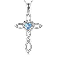 wholesale 925 Sterling Silver Heart Pendant Cross Necklace-Silver March cross necklace