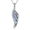 wholesale 925 Sterling Silver Wing Pendant Necklace With Abalone Shell-0-0