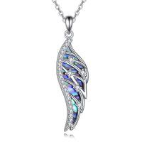 wholesale 925 Sterling Silver Wing Pendant Necklace With Abalone Shell-C