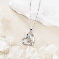 wholesale 925 Sterling Silver Cat Necklace for Women - Heart-Shaped Pendant with Colorful Stones -0-3