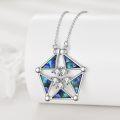 wholesale 925 Sterling Silver Abalone Shell Butterfly Hexagram Pendant Necklace with Chain 45cm Length-0-4