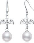 wholesale Silver Bat Pearl Drop Earrings for Women - Anniversary s-0-0
