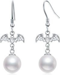 wholesale Silver Bat Pearl Drop Earrings for Women - Anniversary s-Pearl