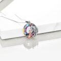 wholesale 925 Sterling Silver Rainbow Crystal Dragon & Princess Pendant Necklace for Women-0-3