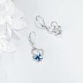 wholesale 925 Sterling Silver Blue Crystal Butterfly Heart Drop Earrings for Women-0-3