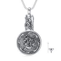 TOUPOP Sterling Silver Rose Urn Ashes Necklace Cremation Jewelry-undefined