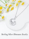 wholesale TOUPOP Dinosaur Necklace For Women 925 Sterling Silver Origami Dinosaur Moon Pendant Necklace Animal Jewelry For Women -0-3