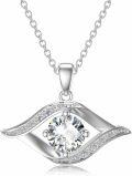 wholesale  Sterling Silver & Moissanite Evil Eye Necklace - 1ct Lab-Grown Diamond, IGI Certified, April Birthstone, 18 Chain-0-0