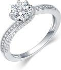 wholesale TOUPOP 1 Carat Twisted Moissanite Engagement Ring For Women Round Cut 925 Sterling Silver Wedding Anniversary Ring Christmas Birthday Gift For Wife Bridal Girlfriend Her -0-0