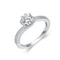 TOUPOP Sterling Silver 1 Carat Twisted Round Moissanite Engagement Ring-0-0
