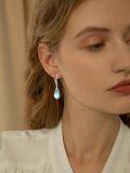 wholesale 925 Sterling Silver Moonstone Drop Earrings Platinum Plated Teardrop Celtic Knot Lever Back-0-1