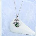 wholesale 925 Sterling Silver Green Moss Agate Mushroom Pendant Necklace for Women Mushroom -0-1