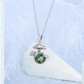 wholesale 925 Sterling Silver Green Moss Agate Mushroom Pendant Necklace for Women Mushroom -0-1