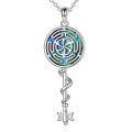wholesale 925 Sterling Silver Key Shaped Triskele Pendant Necklaces for Women Gothic Witchcraft Jewelry-0-0