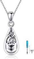 wholesale 925 Sterling Silver Celtic Knot Tear Drop Cremation Keepsake Pendant Necklace with Funnel and Fill Tool Set-0-0