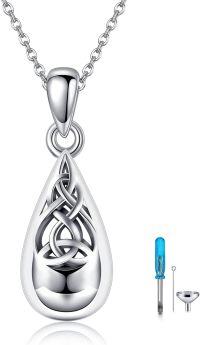 wholesale 925 Sterling Silver Celtic Knot Tear Drop Cremation Keepsake Pendant Necklace with Funnel and Fill Tool Set-Celtic Urn Necklace