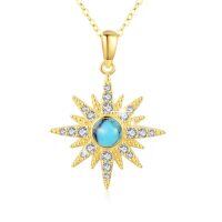 wholesale 925 Sterling Silver Sunburst Pendant With Opal And Cubic Zirconia-December Stone