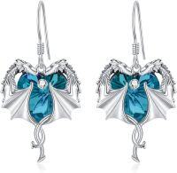 wholesale 925 Sterling Silver Birthstone Dragon Dangle Earrings for Women (Jan Dec)-December
