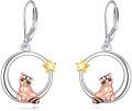 wholesale 925 Sterling Silver Raccoon Moon Star Drop Earrings for Women Gifts-0-0