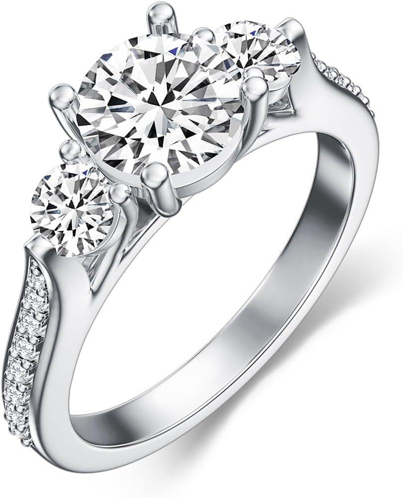  14K Gold Moissanite 1ct Round Cut Women s Wedding Engagement Promise Rings -Ring B Size 8