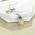 wholesale 925 Sterling Silver Pineapple Shape Green Enamel Gold Plated Drop Dangle Earrings for Women and Girls Gifts-0-4