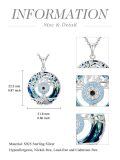 TOUPOP Sterling Silver Turquoise Evil Eye Tree Of Life Pendant Necklace-0-3