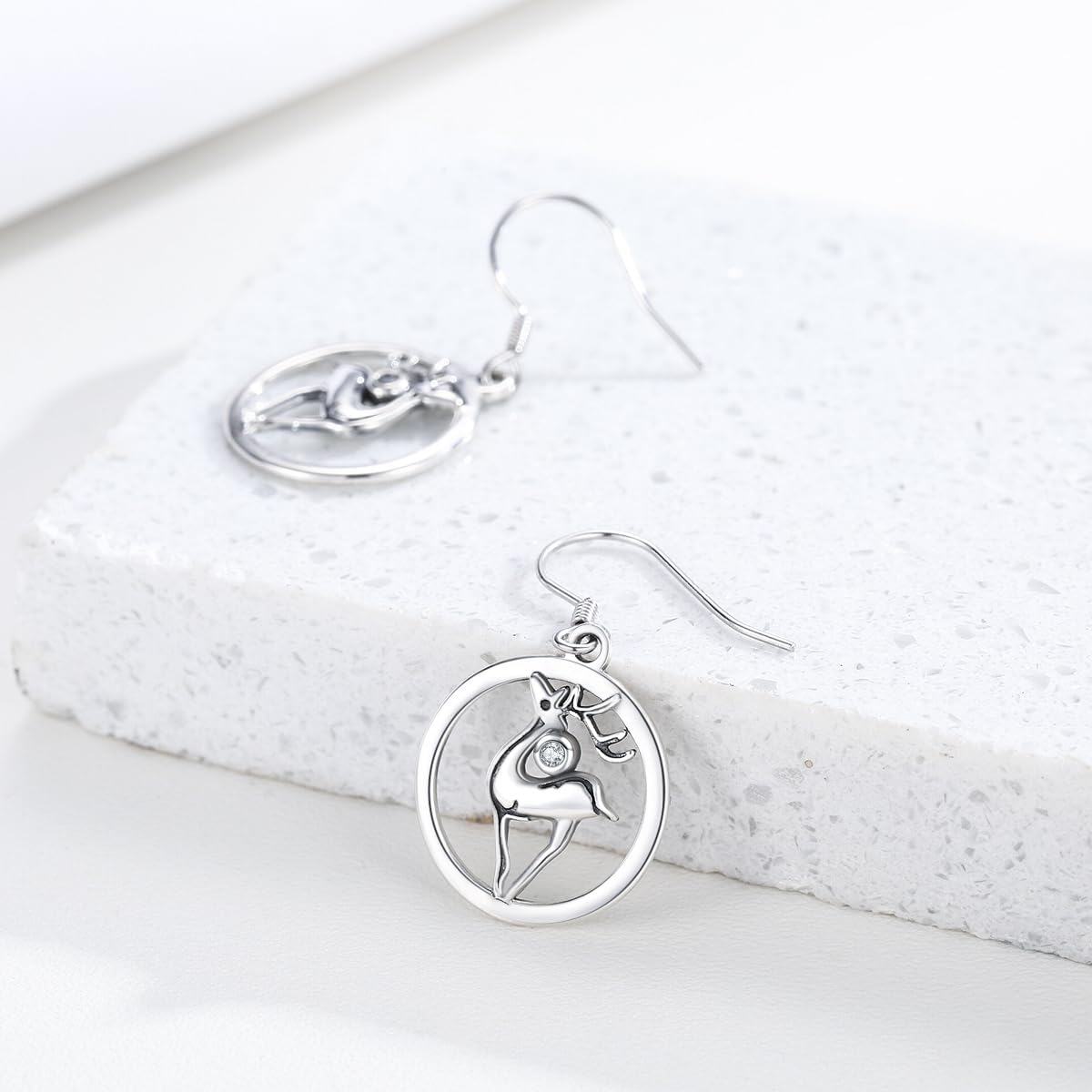 Sterling Silver Snowman Deer Santa Claus Santa Hat Dangle Earrings Christmas Jewelry Gifts -0-2