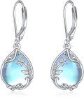 wholesale 925 Sterling Silver Blue Opalite Floral Vine Drop Leverback Earrings-0-0