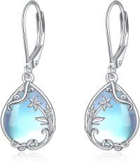 wholesale 925 Sterling Silver Blue Opalite Floral Vine Drop Leverback Earrings-2-Violet