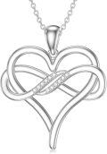 wholesale 925 Sterling Silver Infinity Love Heart Pendant with Cubic Zirconia Necklaces for Women s 45cm Chain Length-0-0