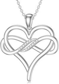 wholesale 925 Sterling Silver Infinity Love Heart Pendant with Cubic Zirconia Necklaces for Women s 45cm Chain Length-Type 2