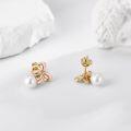wholesale 14K Gold Pink Bowknot White Pearl Drop Dangle Stud Earrings for Women Girls-0-3